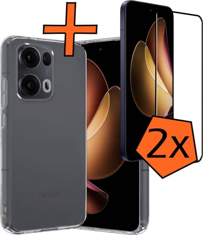 Hoes - Met 2x Screenprotector - Geschikt voor Oppo Reno 13 Pro - Sterk & Shockproof - Back Cover - Siliconen Case - Telefoon Hoes - Transparant
