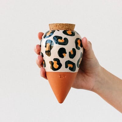 Bewatering Olla - Leopard - Panter Print - Bewatering - Keramiek & Terra Cotta - Waterdruppelaar - Bewateringsbol voor Planten - Druppelsysteem - Moestuin - Tuinieren