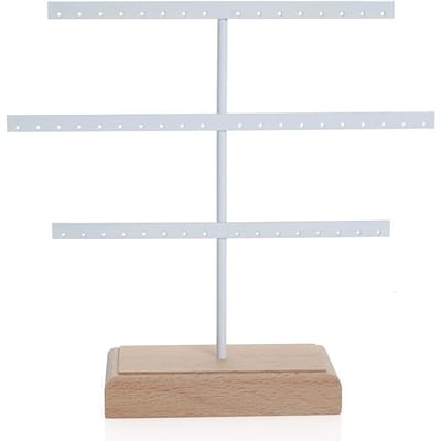 Mode 52 Gaten Oorbellen Displaystandaard Ketting Armband Enkelband Stud Oorbel Sieraden Opbergrek Houder Met Basis wit