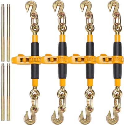 Ratchet Binder Set - Spanband Haken - Lading Zekeren - Werkbesparende Hefboom - 4 Stuks 1-1.2 cm - Zwart