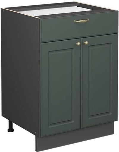 Keukenonderkast 60 cm met Lade Antraciet Groen Goud Landhuis Stijl