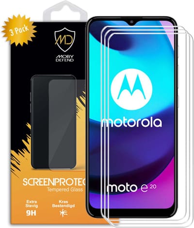 3-Pack MobyDefend Screenprotectors - Geschikt voor Motorola Moto E20 - Case-Friendly Screensaver - Gehard Glas