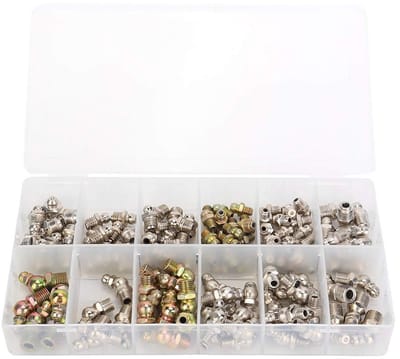 Assortiment van 130 Stuks Smeernippels, M6 M8 M10, 1/8 en 1/4, 45 Graden en Rechte Types, Geschikt voor Hydraulische Slangen en Buizen