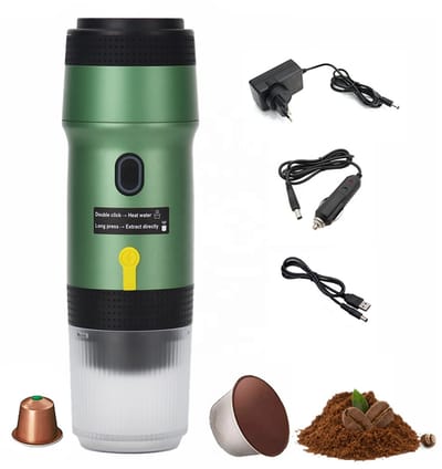 SmartOutdoor Draagbare Elektrische Espressomachine 3-in-1 | 15 Bar | Voor Capsules & Gemalen Koffie | Koffiezetapparaat voor Onderweg | 12V | Ideaal voor Reizen & Camping