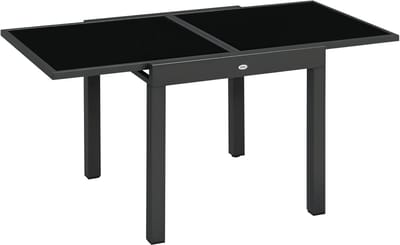 Uitschuifbare tuintafel 160 x 80 cm - Aluminium met gehard glazen blad, modern en elegant