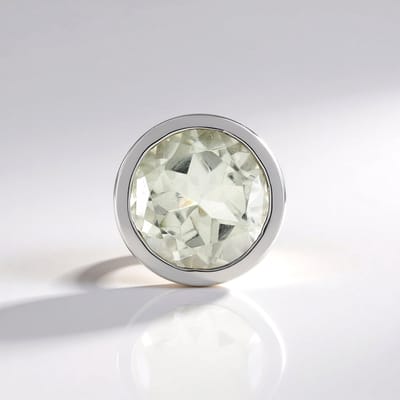 Cavill - 925 Sterling Zilver Hanger - Groene Amethist 2,978 ct - Rond 10 mm - Geplatineerd Bezel Zetting - MONOSONO COLLECTION Elegante Sieraden