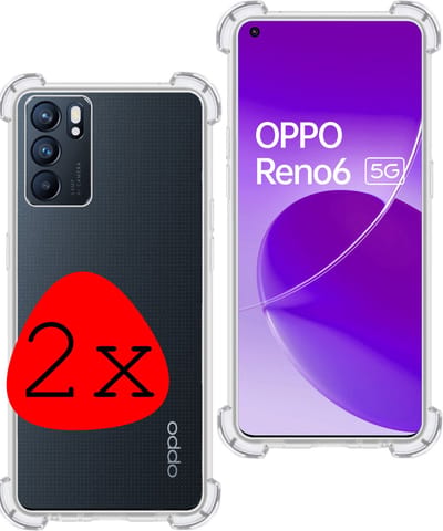 Hoesje 2 Stuks - Geschikt voor OPPO Reno 6 - Sterk & Shockproof - Siliconen Case - Back Cover - Telefoon Hoes Shock Proof - Transparant