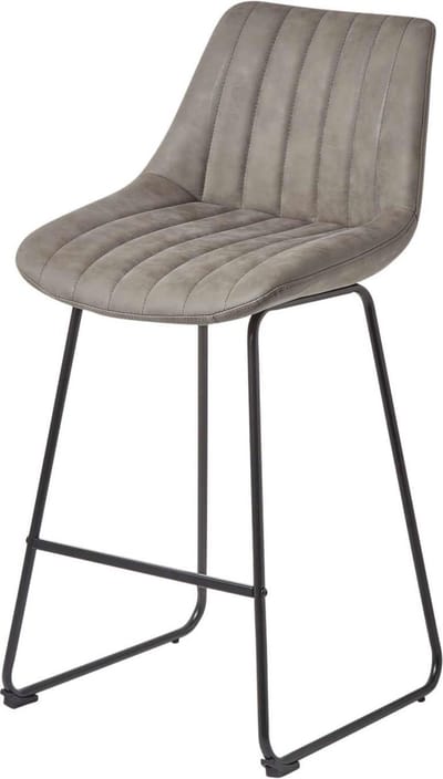Homescapes - Barkruk Ascot kunstlederen barkruk met rugleuning - 97cm - grijs