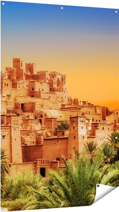 Gards Tuinposter Kasbah Ait Ben Haddou Stad in Marokko - 100x150 cm - Tuindoek - Tuindecoratie - Wanddecoratie buiten - Tuinschilderij