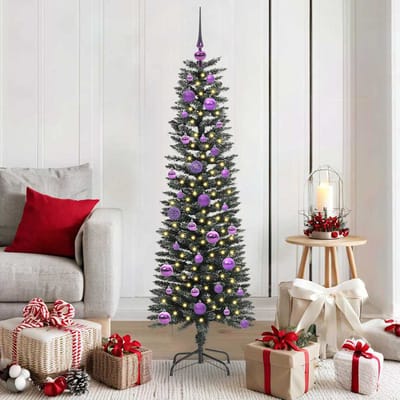 vidaXL - Kunstkerstboom - met - 150 - LED - Groen - 150 - cm - PVC - en - Plastic - en - Staal