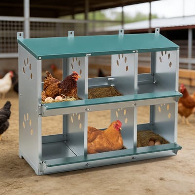 HAUSS SPOLE Nestkast - 6-Vaks Eierrolontwerp - 81 x 41 x 67 cm - Verzinkt Staal - Groen - Voor Kippenhok - Eenvoudige Eierverzameling