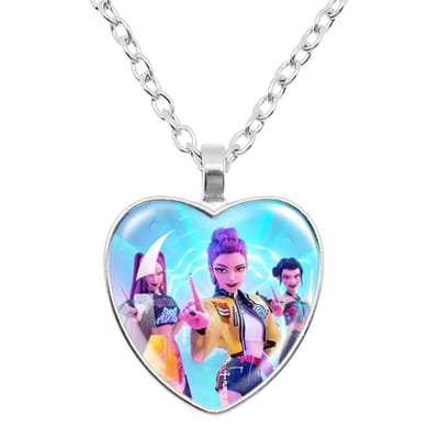 K-POP Demon Hunters Hart Tijd Edelsteen Ketting Schattige Cartoon Sieraden voor Fans Perfect Verjaardag Vakantie Cadeau voor Meisjes white