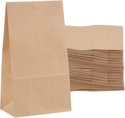 150PCS 12 x 7 x 21cm Vetvrije Bruine Papieren Tassen, Handmatige Kraft Papieren Lunch Tassen voor Broodjes, Snoep en Snacks