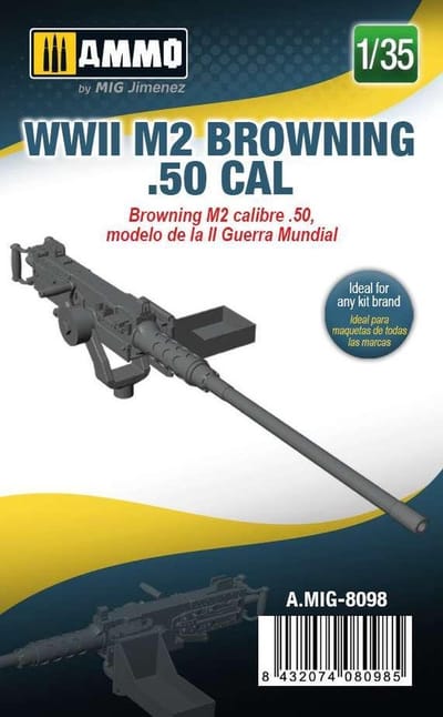 AMMO by Mig Jimenez Modelbouwpakket - AMMO MIG 8098 WWII M2 Browning .50 CAL Resin onderdeel - 1:35 - Modelbouw