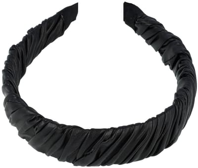 Haarsoires Haarband Diadeem 3cm – Gedraaid Lederlook Stof – Zwart - Comfortabel voor Dames & Meisjes - Universele Maat