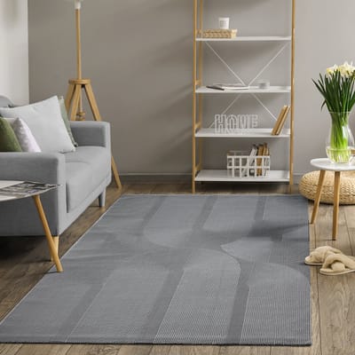 the carpet Lima – modern vloerkleed, duurzaam & onderhoudsvriendelijk, wasbaar, gerecycled polyester, 3D-patroon, grijs, 80 x 150 cm
