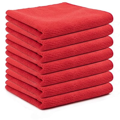 10 stuks microvezel reinigingsdoeken, doeken, 25 x 25 cm, rood, multifunctionele doeken, zachte poetsdoek, microvezeldoeken, absorberende keukendoeken, theedoeken, pluisvrij, wasbare poetsdoeken voor