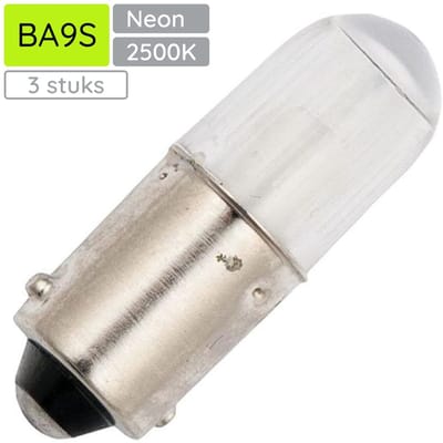 Signaallamp Ba9s 130V - 3 stuks - T10 Neonlamp Ø10mm - 28mm - 2500K - Dimbaar - Mat - Groen