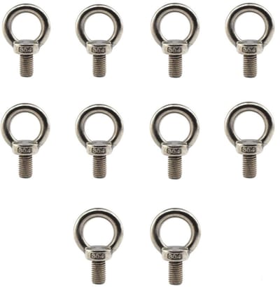 Dailygoods- Hefringen 10 Stuks - Roestvrij Staal 304 - Corrosiebestendig - Nauwkeurige Schroefdraad - Zilverkleurig - Voor Ophangen en Optillen - Oogbouten