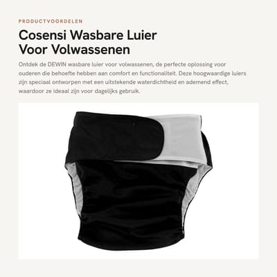 Dailygoods- Wasbare Luier Volwassenen - Herbruikbaar - Verstelbaar - Ademend - Waterdicht - Hoge vochtabsorptie - Incontinentieluier