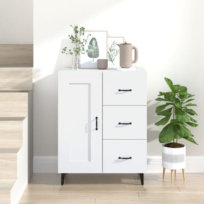 vidaXL - Dressoir - 69,5x34x90 - cm - bewerkt - hout - wit