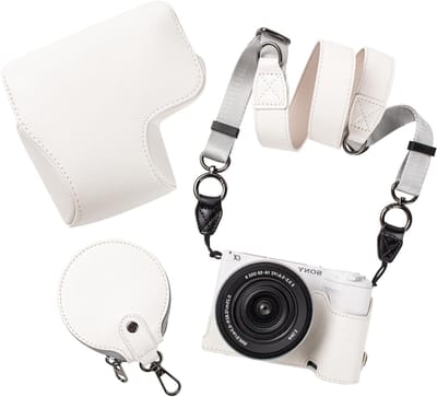 Camera Case voor Sony ZV-E10 II - PU Leer, Beschermende Tas met Schouderriem en Opbergtas, Wit, Stijlvol en Functioneel voor Fotografie en Videografie