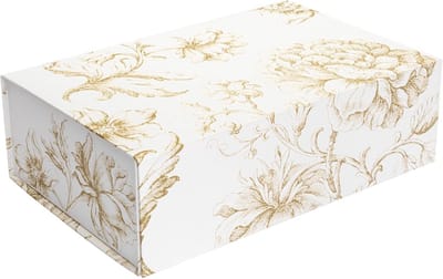 Luxe geschenkdoos met magnetische sluiting en gouden bloemen decoratie - Elegante herbruikbare geschenkverpakking voor bruiloften, verjaardagen en speciale gelegenheden - 29,2 cm x 19 cm x 8,9 cm