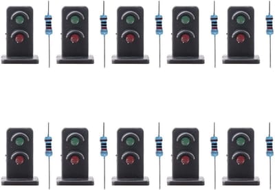 10 Stuks Model Spoorweg Bloksignaal met Groene/Rode LED Verkeerslichten voor Treinbaan in HO OO Schaal