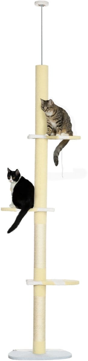 PawHut krabpaal - voor middelgrote katten - 47x34x220-260 cm - geel