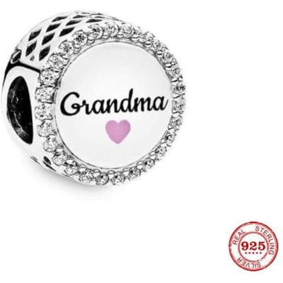 Nouvelle Grand-mère Européenne Originale Avec Coeur Rose Charme Perle Ronde DIY Convient Bracelets Joncs Charms Mode Européens Bijoux DIY P178 white