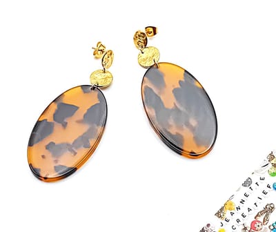Jeannette-Creatief® - Resin - Resin Gold - Bruine Oorbellen - Gouden Oorbellen - Tortoise - Oorbellen - Oorbellen Dames - Dames Oorbellen - Tortoise