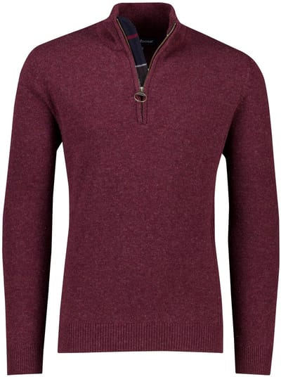 Barbour Holden Half Zip Trui Wol Bordeaux - Maat L - Heren - Quarter zip