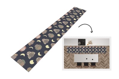 Keukenloper - Loper keuken - Uil - Patronen - Maan - 300x50 cm - Keukenloper vinyl