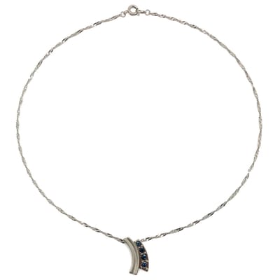 Behave - Zilver kleurige ketting - Minimalistisch design met blauwe steentjes - 39 cm
