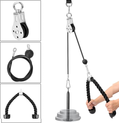 Pulley Fitness Set – 2 m Kabel – 360° Rotatie Katrol – Met Loading Pin Set – Voor Krachttraining Thuis