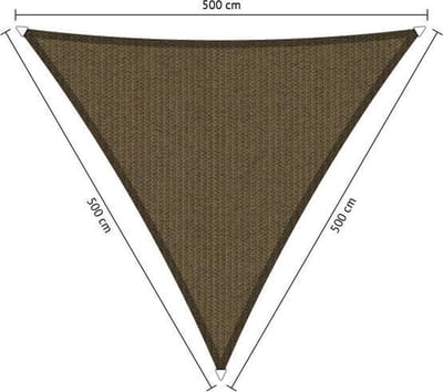 Shadow Comfort® Gelijkzijdige driehoek schaduwdoek - UV Bestendig - Zonnedoek - 500 x 500 x 500 CM - Japans Brown