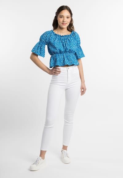 Mymo Blouse met hartjesprint Dames blauw