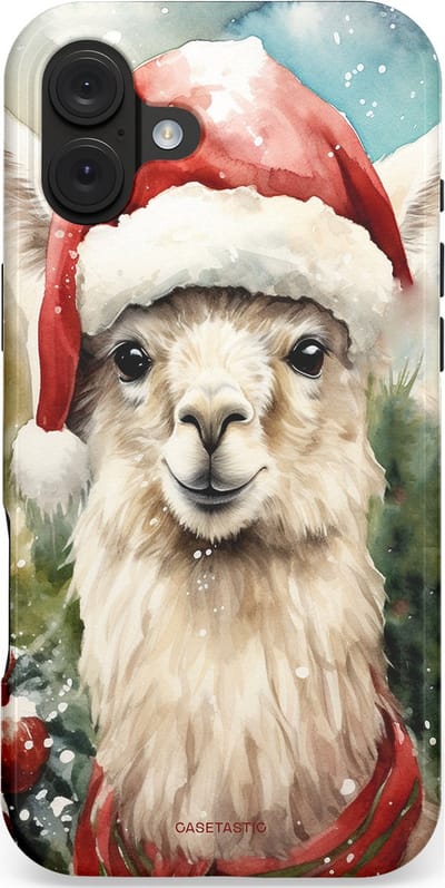 Casetastic hoesje geschikt voor Apple iPhone 16 Plus - MagSafe - Dubbellaagse bescherming - Kerst Lama - Fashion Case - Taupe Lichtgrijs Donkergrijs Saliegroen