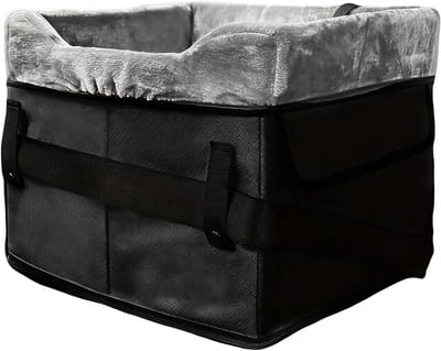 Autostoeltje Huisdier - Hondenmand Auto - Veilig Reizen - Wasbare Pluche - 39x33x7 cm - Zwart