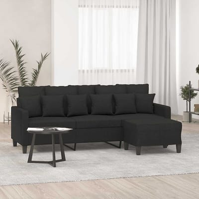 vidaXL - Driezitsbank - met - voetenbank - 180 - cm - stof - zwart