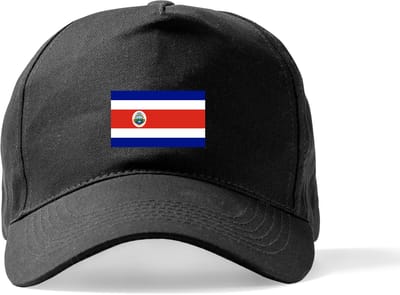 Zwarte Pet Beechfield met Wereldvlaggen, land Costa Rica klittenbandsluiting