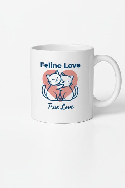 Mok met Knuffelende Katten en Hart | Feline Love True Love Design | Cadeau Kattenliefhebber
