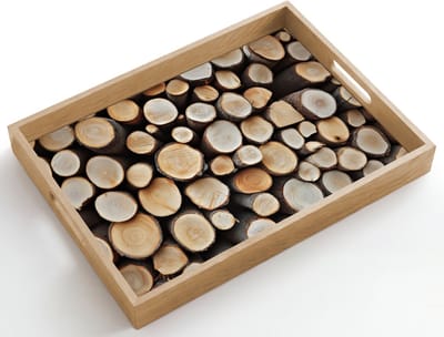 Dienblad hout 50x35 cm - Schootdienblad - Hout - Boomstammen - Textuur - Borrelplank rechthoek - Plateau dienbladen