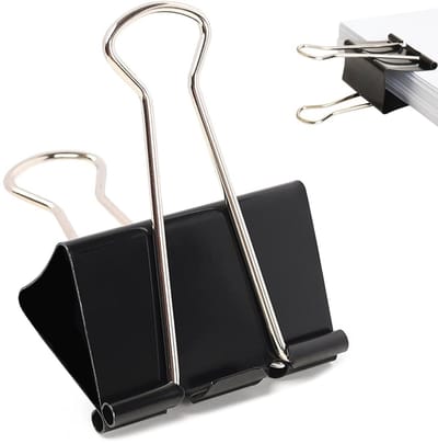 Klemmen, 60 stuks, vouwbakklemmen, 32 mm, metalen bindclips voor kantoor, school, brief, paperclips, kantoorbenodigdheden, zwarte bindclips