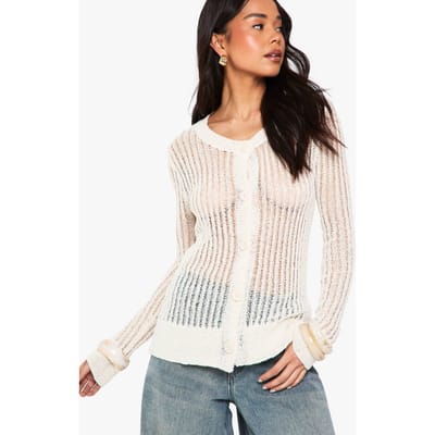 boohoo Dames Ladder Detail Cardigan | Cream | Maat: Small
