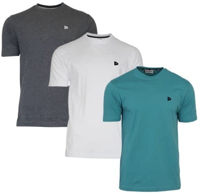 3-Pack Donnay - T-shirt (Vince) - Sportshirt - Heren - Charcoal/White/Teal Blue (770) - maat S
