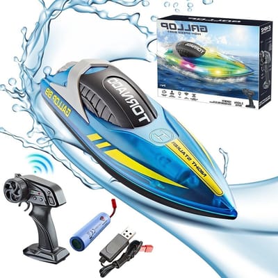 Afstandsbediening Speedboot met LED-verlichting, 2.4GHz RC Boot, Racing Boot voor Kinderen en Volwassenen, Snelheid tot 15 km/h, Geschikt voor Leeftijd 3+