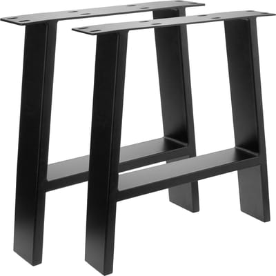 PrimeMatik - Rechthoekige poten voor tafel en bank. Poten in zwart staal 400 x 80 x 430 mm 2-pack