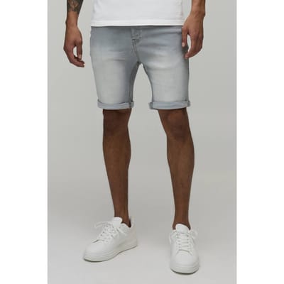 Essential Skinny Stretch Fit Denim Shorts | Light Grey | Size 44