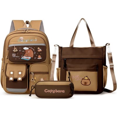 Kawaii Capybara Schoolrugzak voor Meisjes Schooltassen Set Casual Dagrugzak Tienermeisjes Boekentas Kinderen Schooltas Reizen Rugzak
